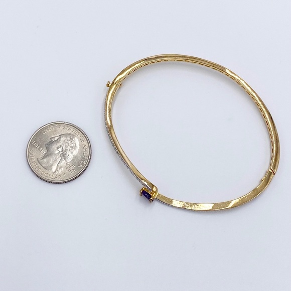 Gold Plated Amethyst Bangle Bracelet - Picture 6 of 9